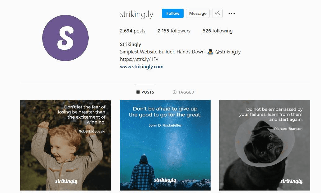 null StrikinglyのInstagramアカウント
